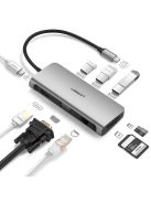 Ugreen CM179 9in1 USB-C - 3x USB-A 3.0 / HDMI / VGA / RJ45 / TF / SD card reader / USB-C adapter - gray