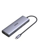 Ugreen CM498 15600 USB-C adapter - 3x USB-A 3.0 / HDMI / VGA / RJ45 / SD / TF card reader / USB-C PD - gray