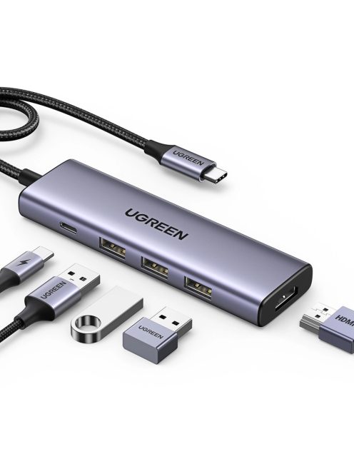 HUB Ugreen CM511 15597 5in1 USB-C - USB-C PD / HDMI / 3x USB-A 3.0 - gray