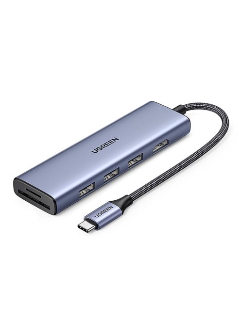 HUB Ugreen CM511 20956A 6in1 USB-C - HDMI / 3x USB-A 3.0 / SD/TF card reader - gray