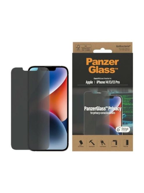 PanzerGlass Classic Fit Privacy Antibacterial Glass for iPhone 14/13 Pro/13