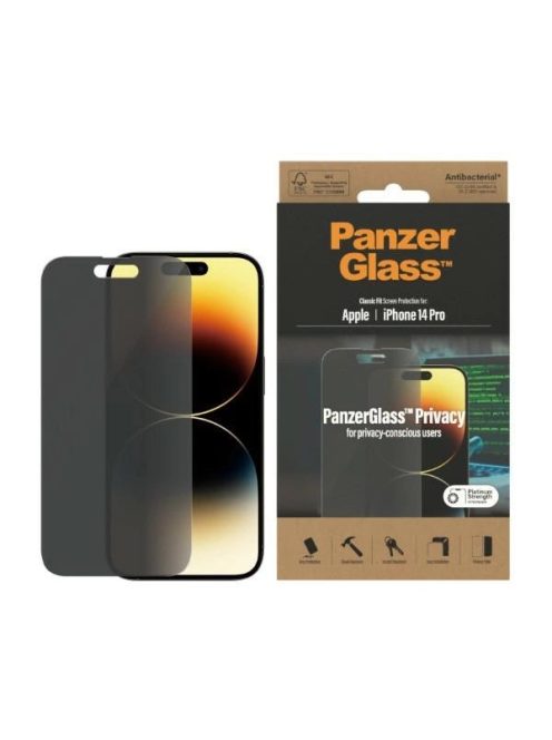 PanzerGlass Classic Fit antibacterial privacy glass for iPhone 14 Pro