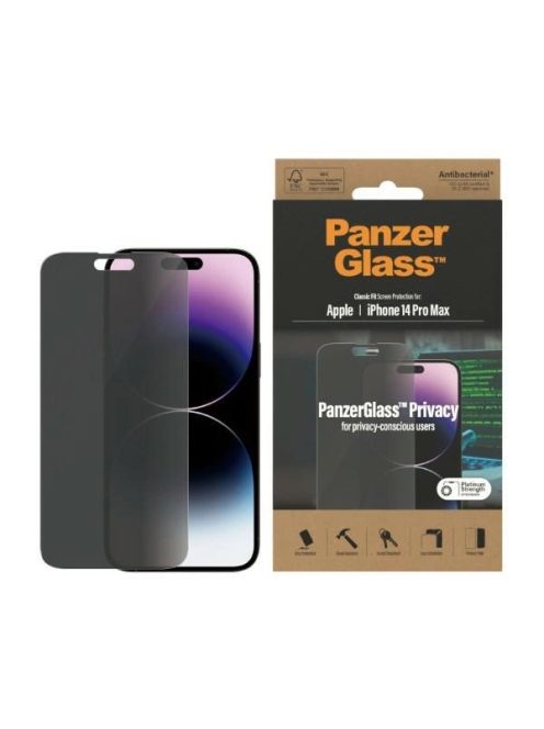 PanzerGlass Classic Fit antibacterial privacy glass for iPhone 14 Pro Max