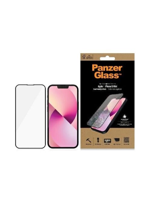 PanzerGlass E2E Microfracture antibacterial glass for iPhone 13 mini - with black frame