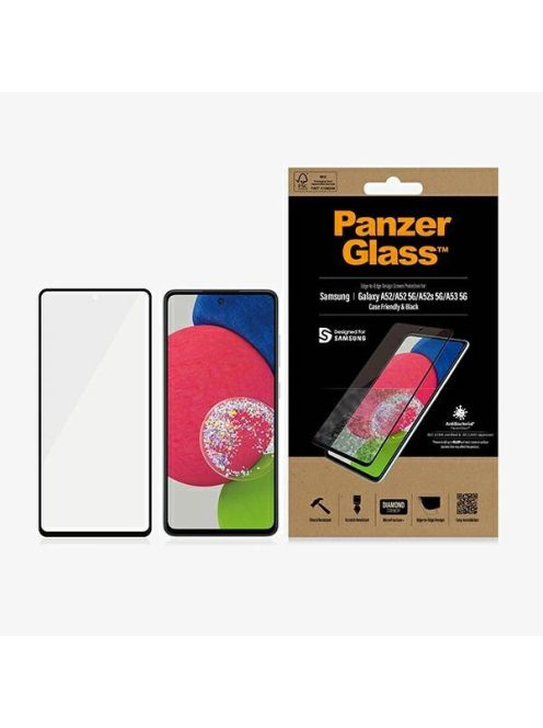 PanzerGlass E2E Microfracture antibacterial glass for Samsung Galaxy A52 / A52 5G / A53 5G - with black frame