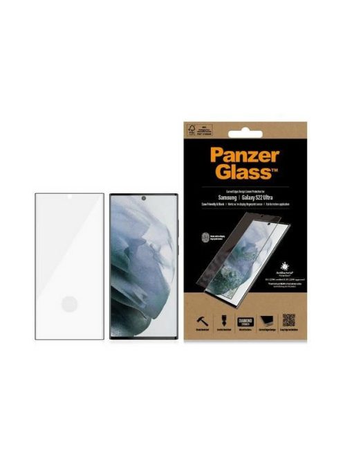 PanzerGlass E2E Microfracture antibacterial glass for Samsung Galaxy S22 Ultra - with black frame