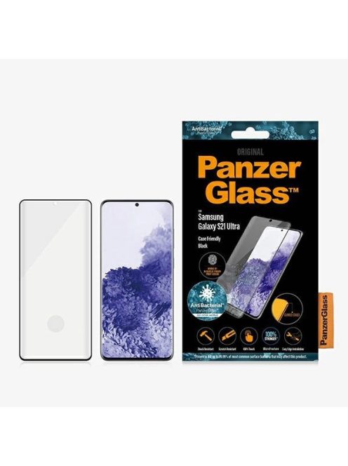 PanzerGlass E2E Microfracture antibacterial glass for Samsung Galaxy S21 Ultra - with black frame