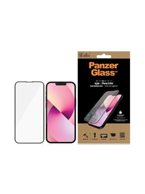 PanzerGlass E2E Microfracture antibacterial privacy glass for iPhone 13 mini - with black frame