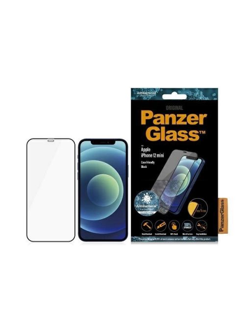 PanzerGlass E2E Super+ Microfracture antibacterial tempered glass for iPhone 12 mini - with black frame