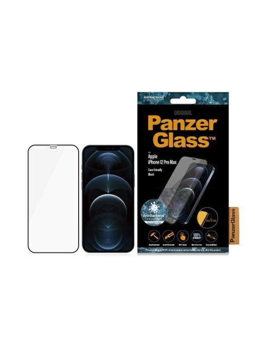 PanzerGlass E2E Super+ Microfracture antibacterial tempered glass for iPhone 12 Pro Max - with black frame