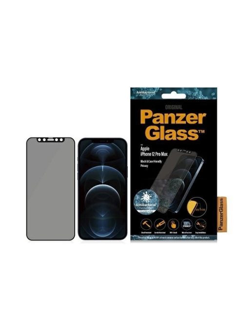 PanzerGlass E2E Super+ Microfracture antibacterial tempered glass for iPhone 12 Pro Max - with black frame