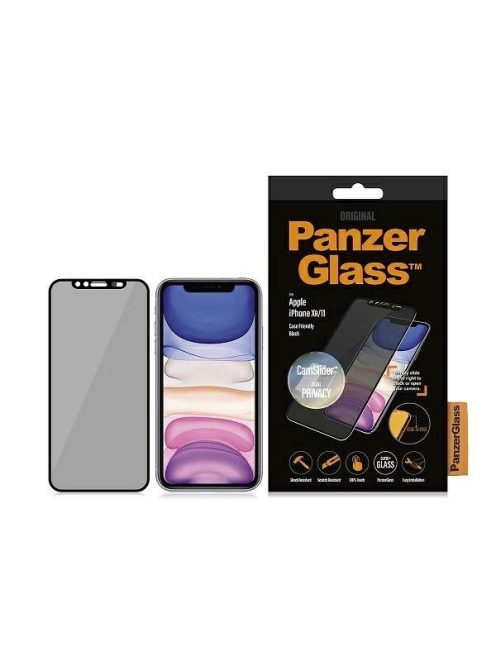 PanzerGlass E2E Super+ privacy tempered glass with camera cover for iPhone XR / 11 - with black frame