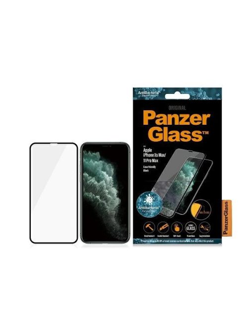 PanzerGlass E2E Super+ antibacterial tempered glass for iPhone XS Max / 11 Pro Max - with black frame