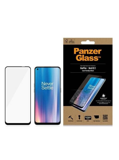 PanzerGlass E2E Super+ tempered glass on OnePlus Nord CE 2 - with black frame