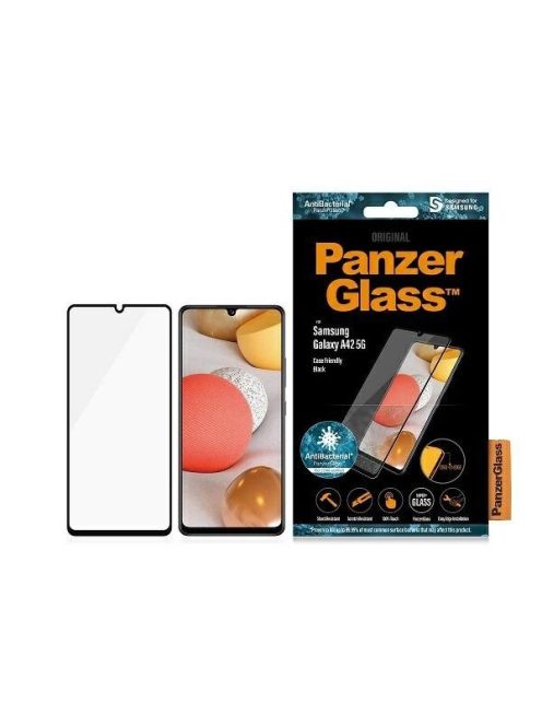 PanzerGlass E2E Super+ antibacterial tempered glass for Samsung Galaxy A42 5G - with black frame