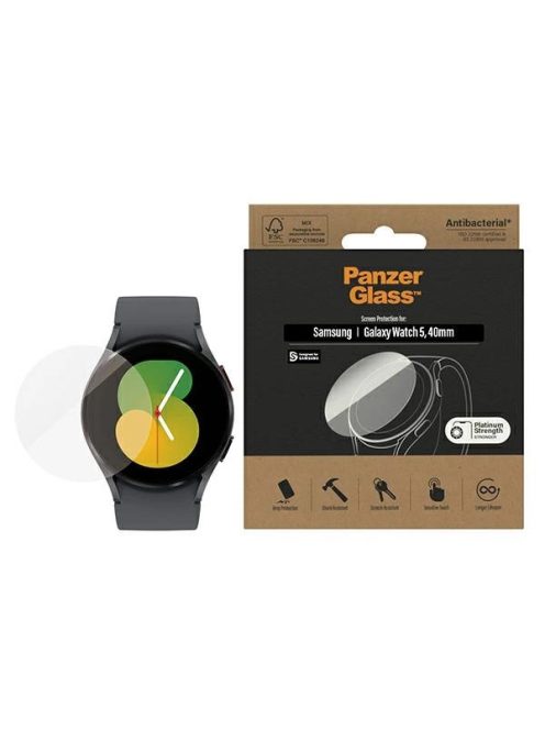 Antibacterial PanzerGlass Screen Protector for Samsung Galaxy Watch Classic 5 40 mm