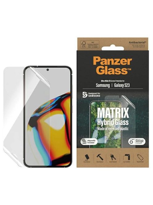 PanzerGlass Matrix hybrid glass with positioner for Samsung Galaxy S23