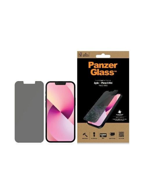 PanzerGlass Standard Super+ antibacterial privatizing tempered glass for iPhone 13 mini