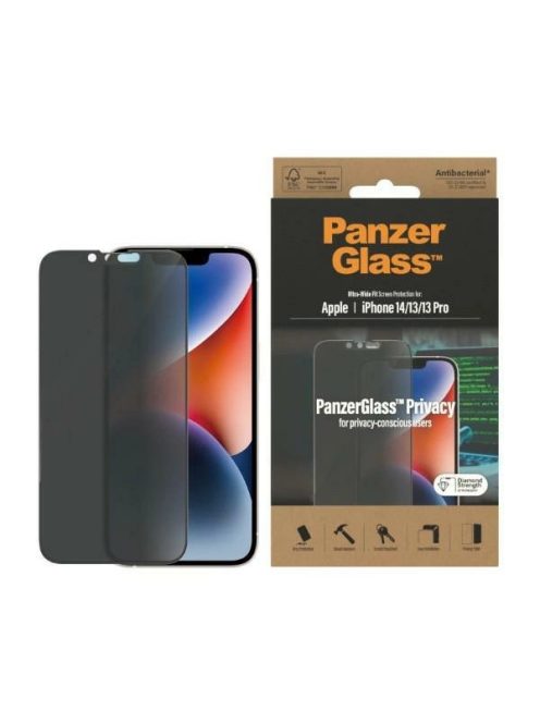 PanzerGlass Ultra-Wide Fit Tempered Glass Antibacterial Privacy for iPhone 14/13 Pro/13