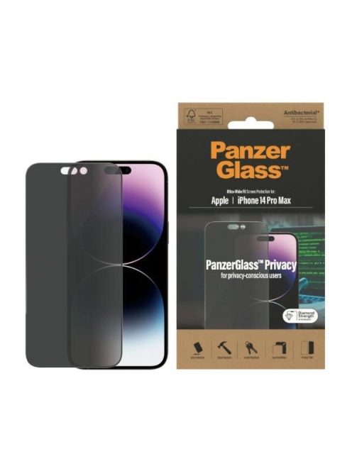 PanzerGlass Ultra-Wide Fit Antibacterial Privacy Tempered Glass for iPhone 14 Pro Max