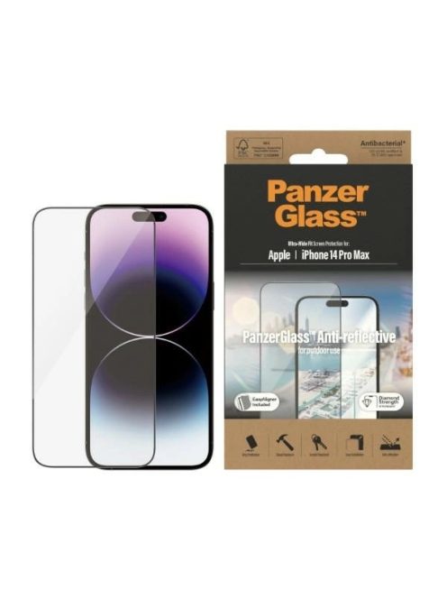 PanzerGlass Ultra-Wide Fit antibacterial tempered glass with glare filter and positioner for iPhone 14 Pro Max