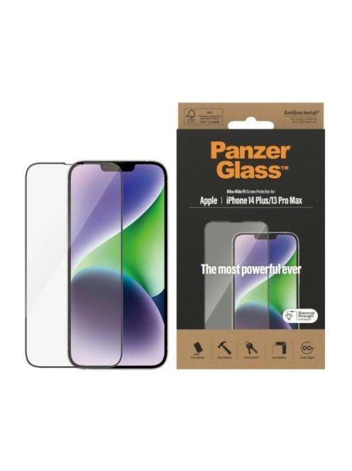 PanzerGlass Ultra-Wide Fit Antibacterial Tempered Glass for iPhone 14 Plus / 13 Pro Max