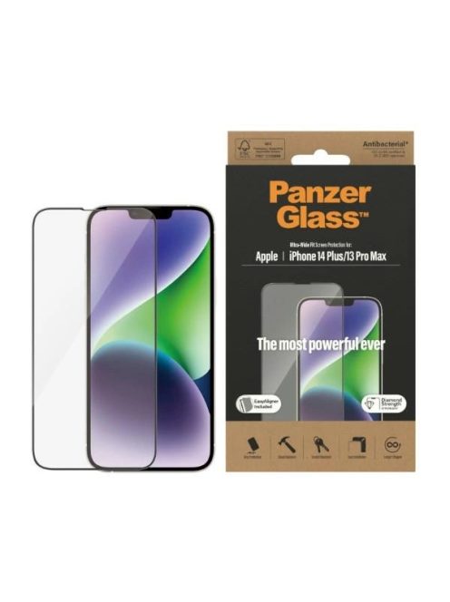 PanzerGlass Ultra-Wide Fit Antibacterial Tempered Glass with Positioner for iPhone 14 Plus / 13 Pro Max