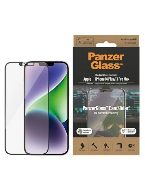 PanzerGlass Ultra-Wide Fit antibacterial tempered glass with camera cover and positioner iPhone 14 Plus / 13 Pro Max