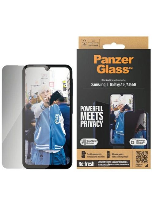 PanzerGlass Ultra-Wide Fit Privacy Tempered Glass with Positioner for Samsung Galaxy A15 / A15 5G