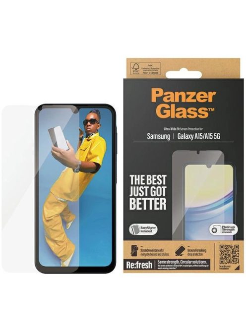 PanzerGlass Ultra-Wide Fit Tempered Glass for Samsung Galaxy A15 / A15 5G