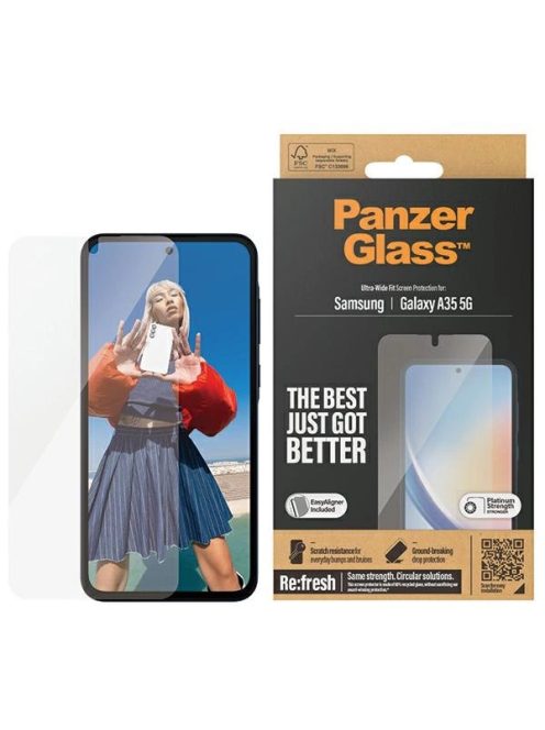 PanzerGlass Ultra-Wide Fit tempered glass with positioner for Samsung Galaxy A35 5G