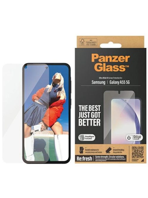 PanzerGlass Ultra-Wide Fit tempered glass with positioner for Samsung Galaxy A55 5G