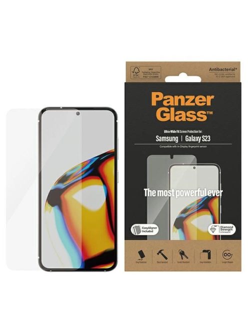 PanzerGlass Ultra-Wide Fit tempered glass with applicator for Samsung Galaxy S23