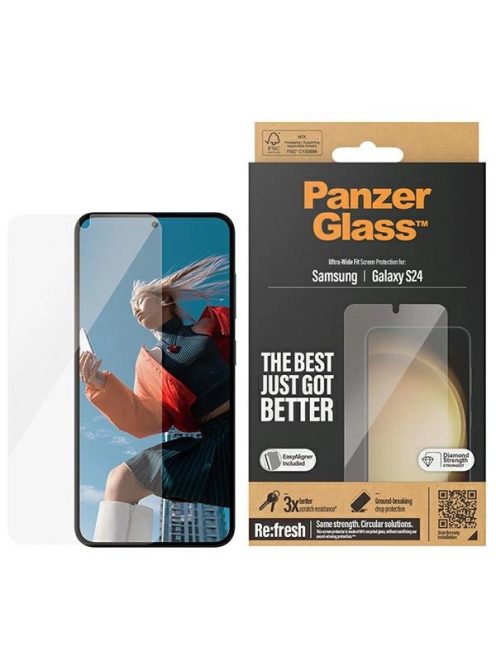 PanzerGlass Ultra-Wide Fit tempered glass with applicator for Samsung Galaxy S24