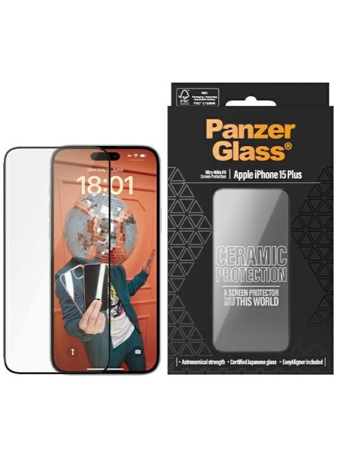 PanzerGlass Ceramic Protection ceramic glass for iPhone 15 Plus with positioner