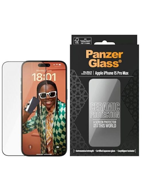 PanzerGlass Ceramic Protection ceramic glass for iPhone 15 Pro Max with positioner