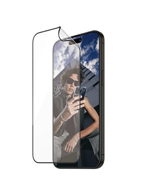 PanzerGlass Matrix Ultra-Wide-Fit hybrid glass for iPhone 15 Pro Max with positioner