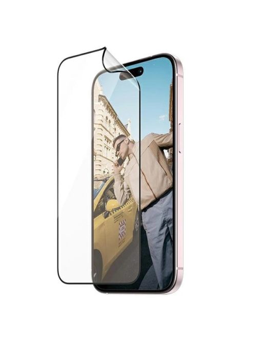 PanzerGlass Matrix Ultra-Wide-Fit hybrid glass for iPhone 15 with positioner