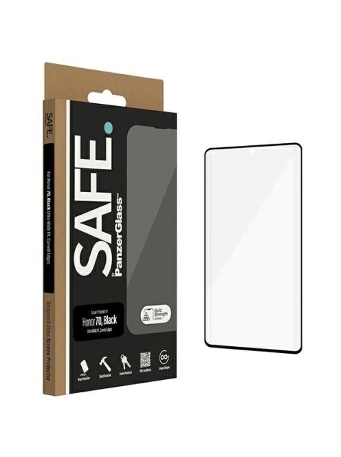 SAFE by PanzerGlass Ultra-Wide Fit tempered glass on Honor 70 - with black frame