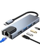 HUB Tech-Protect V3 5in1 USB-C - USB-A 3.0 / USB-A 2.0 / USB-C / HDMI / RJ45 - gray