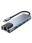 HUB Tech-Protect V3 5in1 USB-C - USB-A 3.0 / USB-A 2.0 / USB-C / HDMI / RJ45 - gray