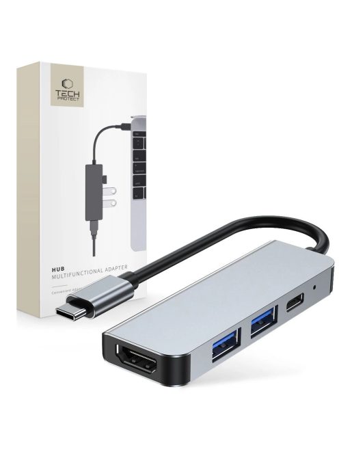 HUB Tech-Protect V2 4in1 USB-C - USB-A 3.0 / USB-A 2.0 / USB-C / HDMI - gray