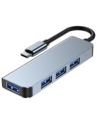 HUB Tech-Protect V1 4in1 USB-C - 3x USB-A 2.0 / USB-A 3.0 - gray