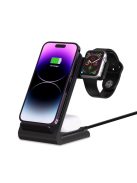 Tech-Protect QI15W-A20 inductive charger with 3in1 stand for smartphone / headphones / Apple Watch - black