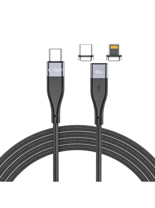 Tech-Protect UltraBoost 2 magnetic cable 2in1 USB-C / Lightning - USB-C PD 60W 3A 1m - black