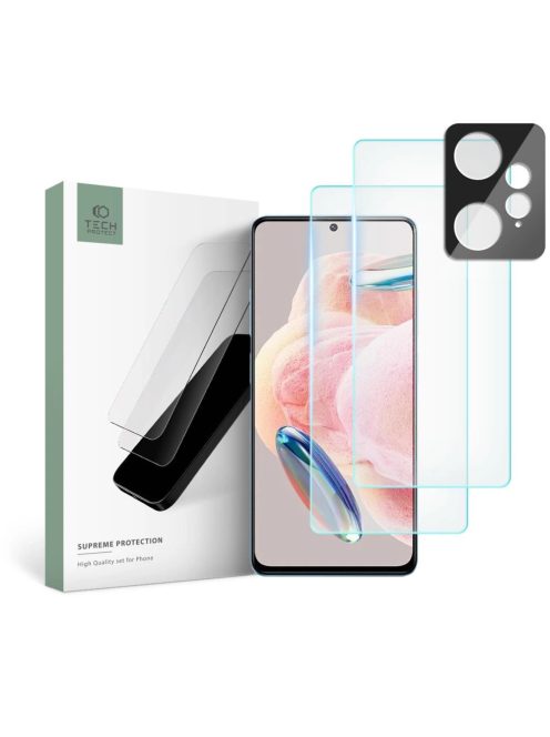 Tech-Protect Supreme Set for Xiaomi Redmi Note 12 4G / LTE 2x Tempered Glass for Display / Tempered Glass for Camera