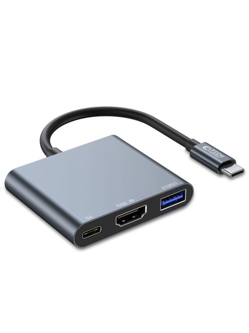 HUB Tech-Protect V1 3in1 USB-C - USB-A 3.0 / USB-C PD 100W / HDMI 4K 30Hz - gray