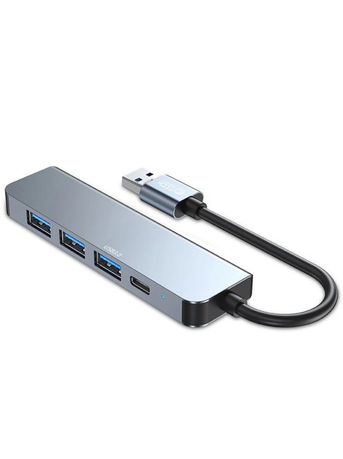 HUB Tech-Protect V0 5in1 USB-A - USB-A 3.0 / 3x USB-A 2.0 / USB-C - gray