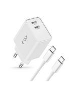 Tech-Protect C35W 2x USB-C PD 35W network charger with USB-C / USB-C cable - white