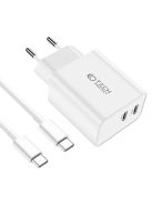 Tech-Protect C35W 2x USB-C PD 35W network charger with USB-C / USB-C cable - white